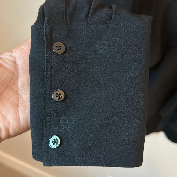 PROENZA SCHOULER Black Crepe Jacquard Long Sleeve V-Neck Blouse Size 10 - Picture 6 of 10